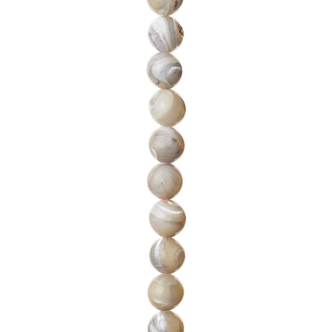 7mm Light Grey Mother of Pearl Round Beads by Bead Landing™